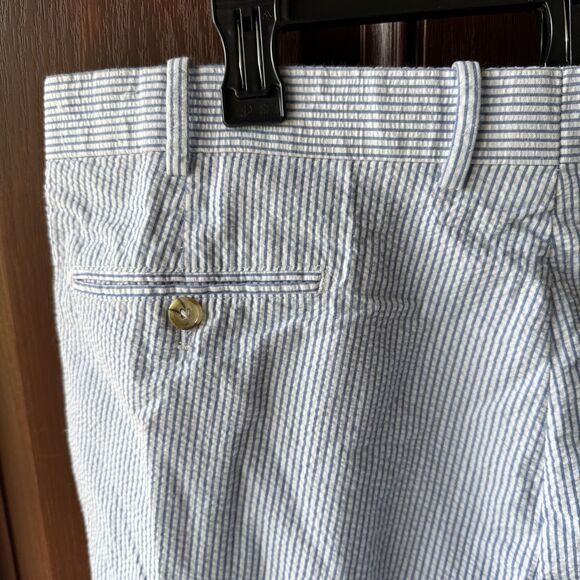 Peter Millar Featherweight Shorts Mens 38 Seersucker Blue Striped Golf Outdoor - Picture 5 of 5